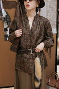 The Vintage Print Blouse in Deep Brown
