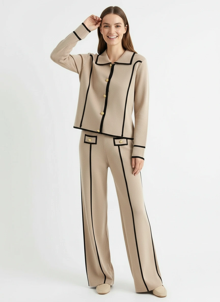 minimalist sophisticationlight khaki shirt and straight pant