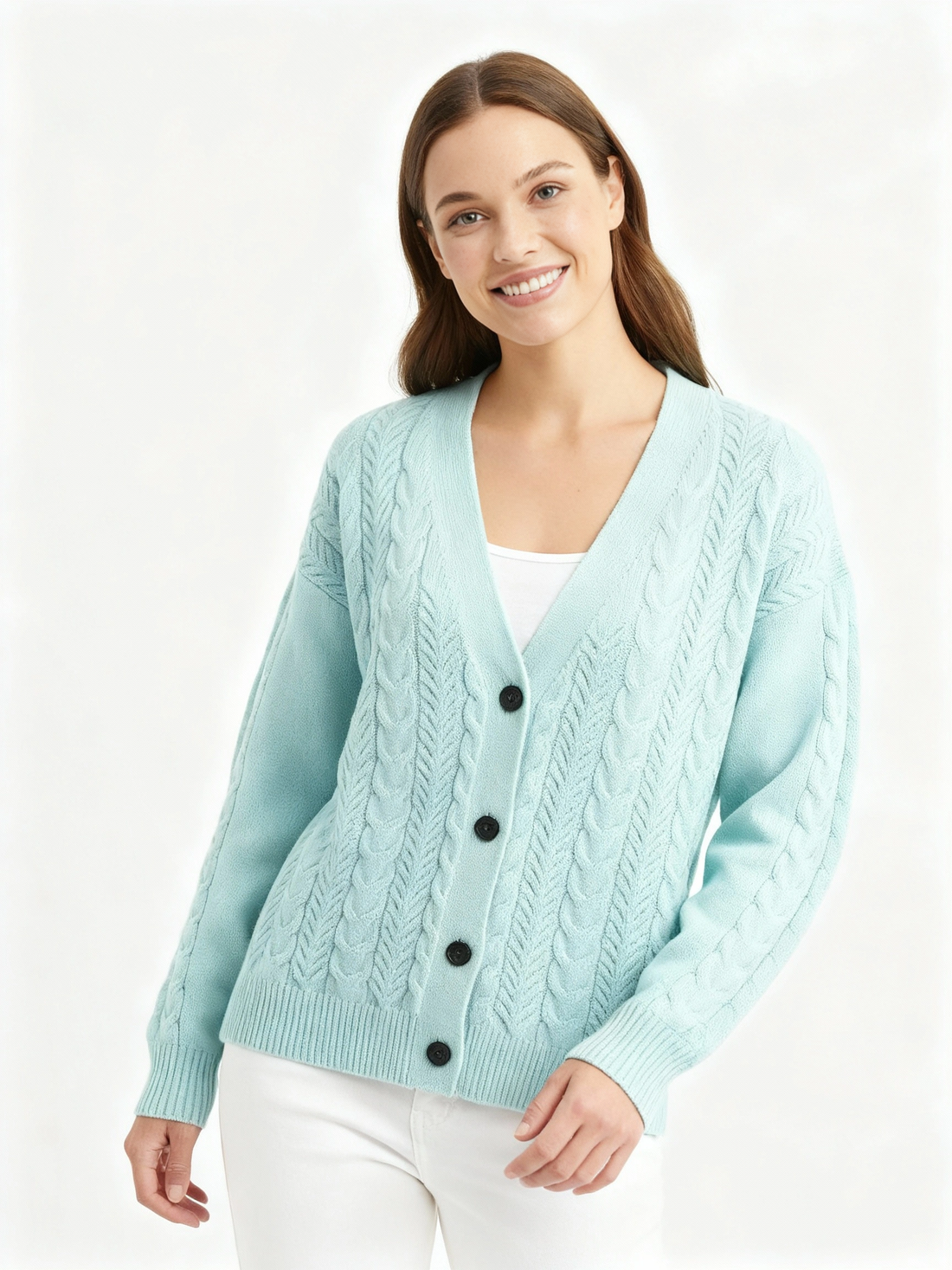 light blue short cardigan