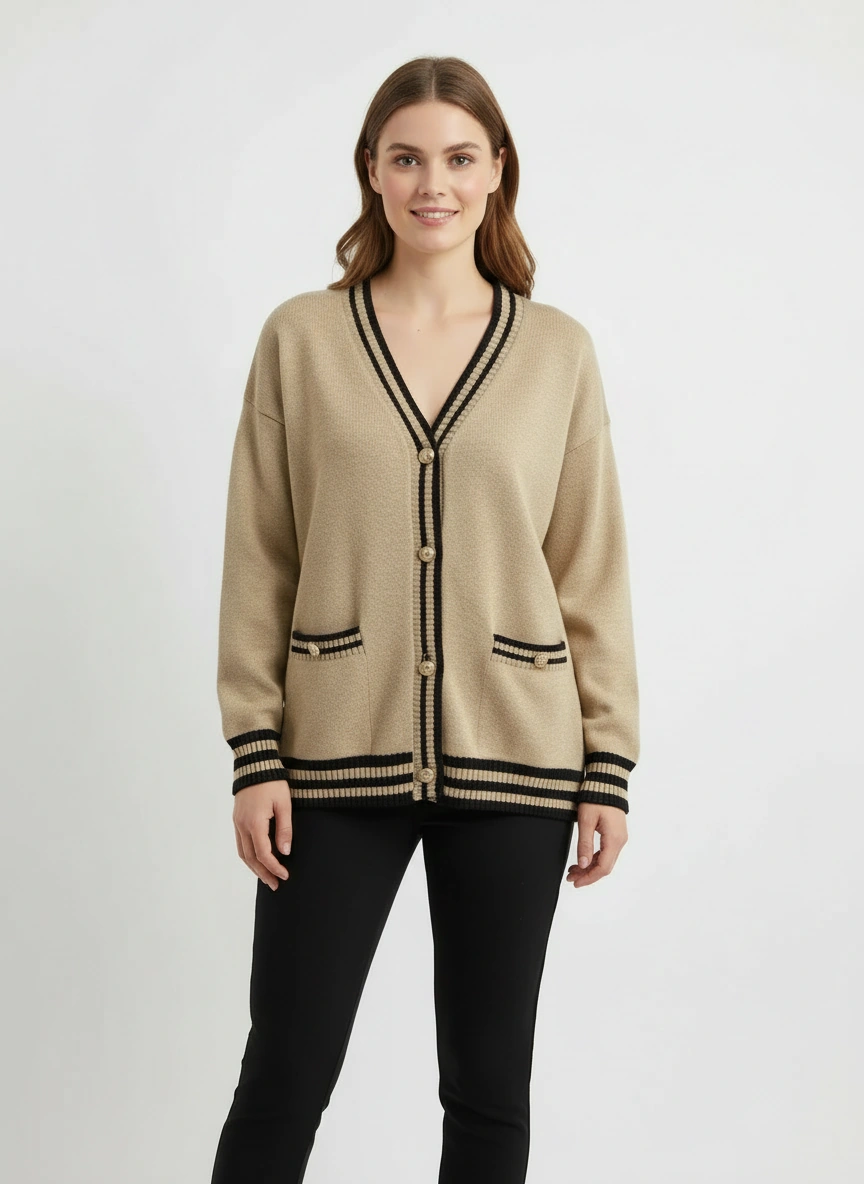 khaki loose fit cardigan