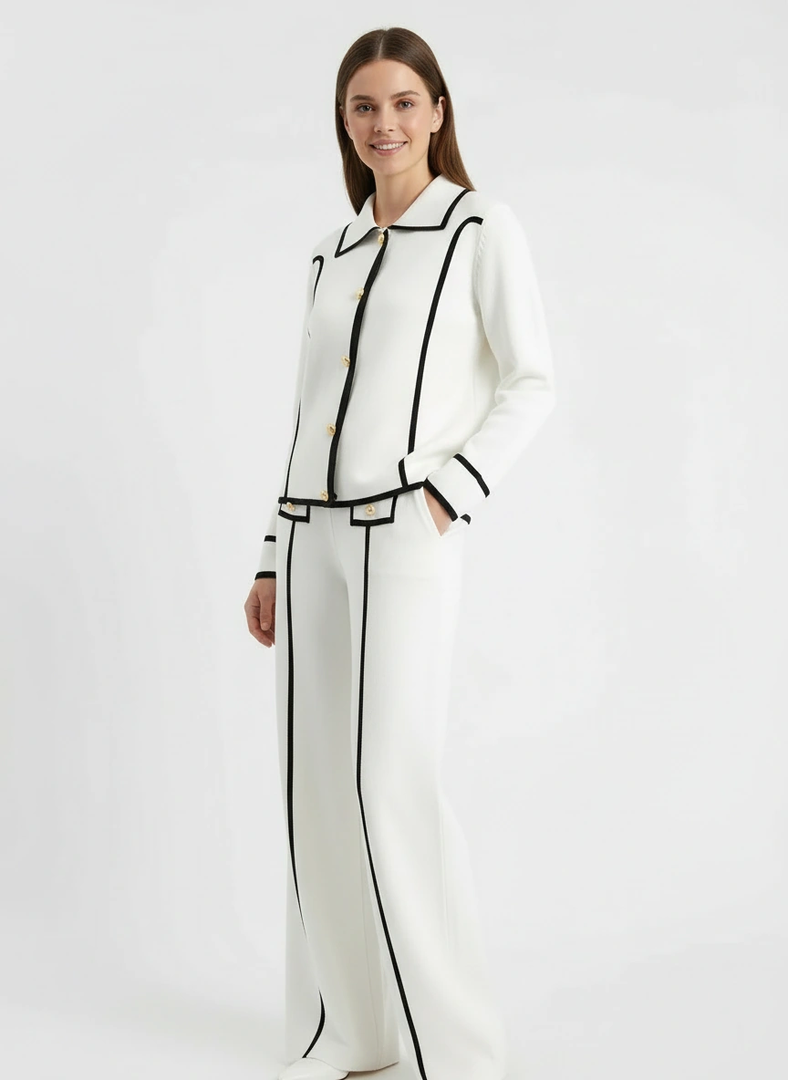 Timeless elegant crisp white suit set