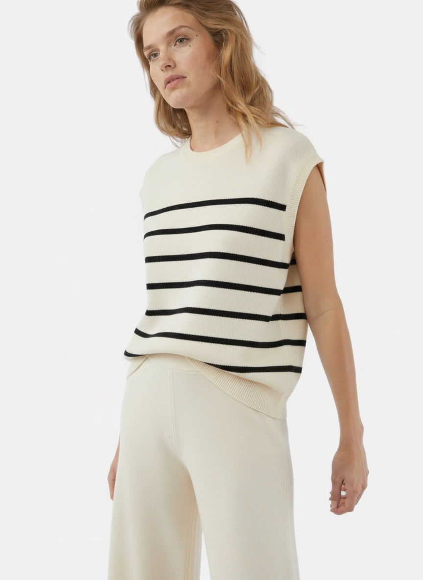 creamy white chic design vest and pant set