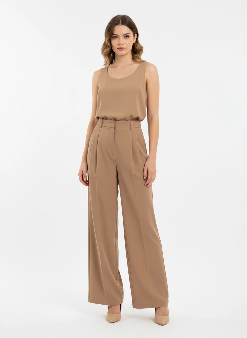 Khaki wide leg office wear pant