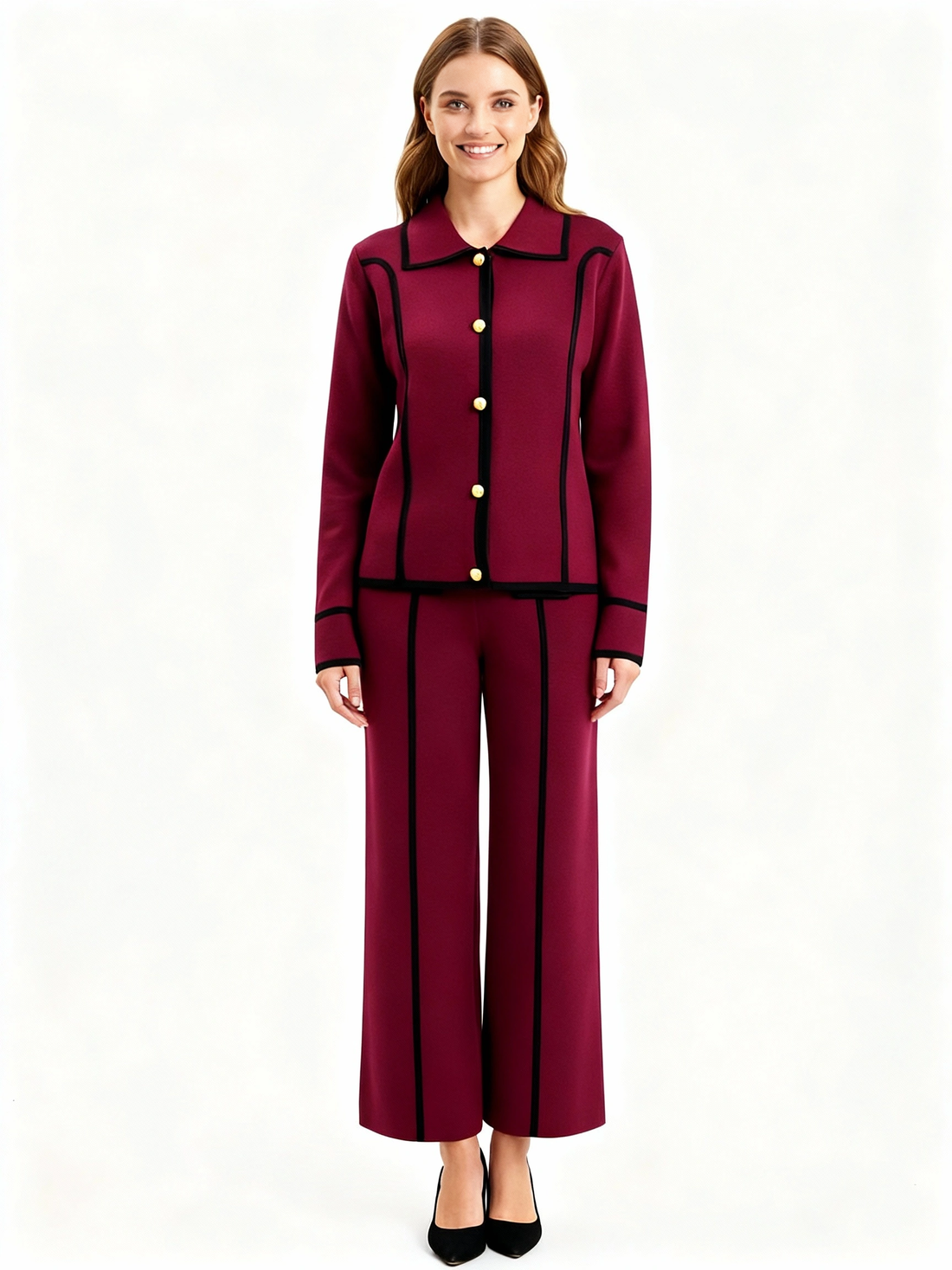 Sophisticated wine red coordinated set