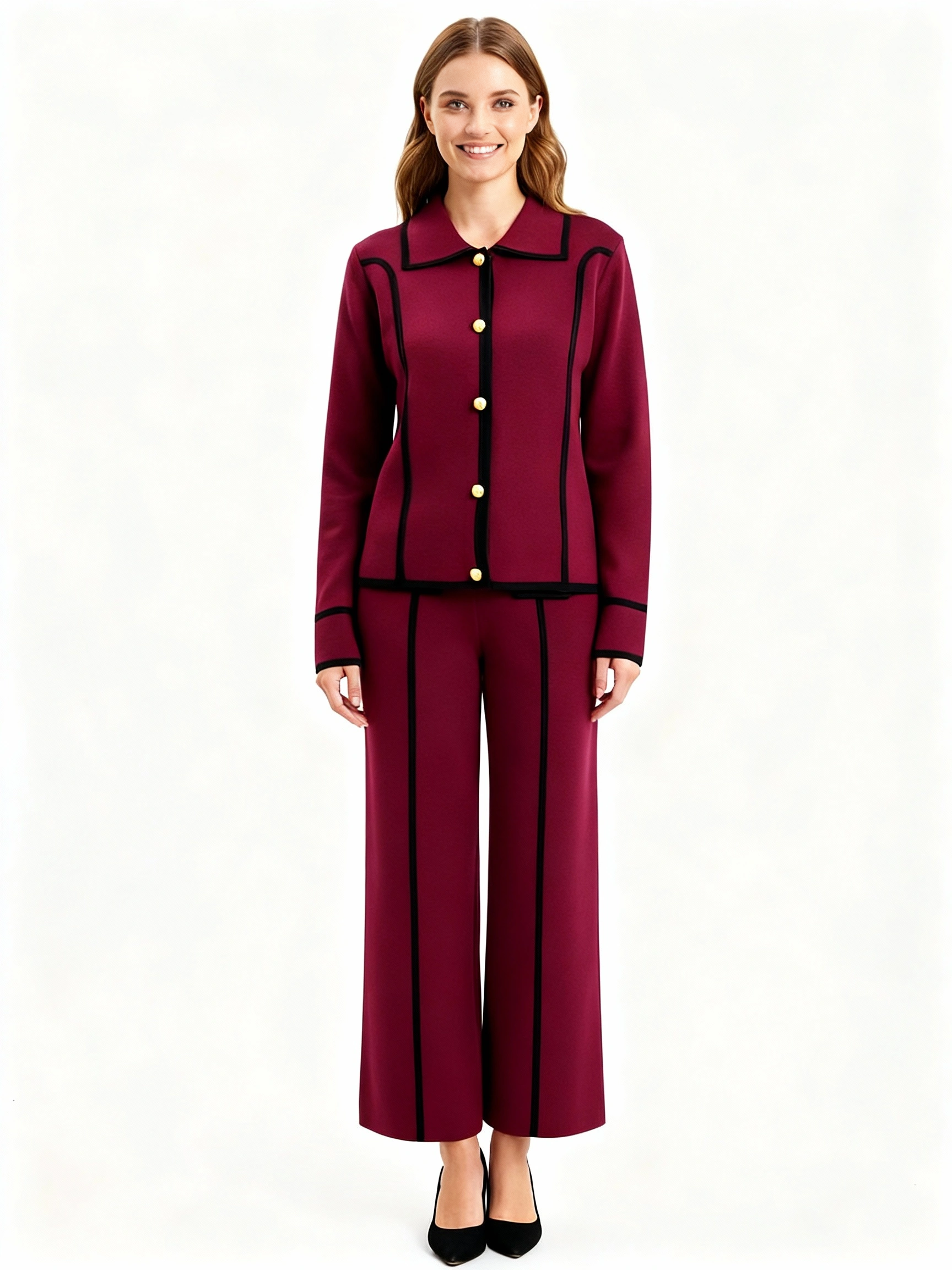 Sophisticated wine red coordinated set