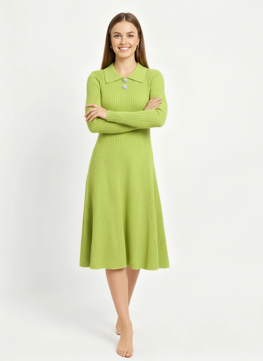 light apple green midi dress