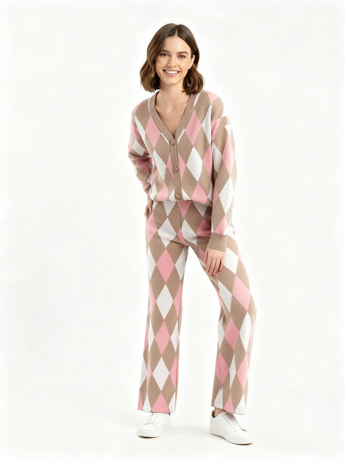 contemporary comfort with this pink conceptual loose fit set