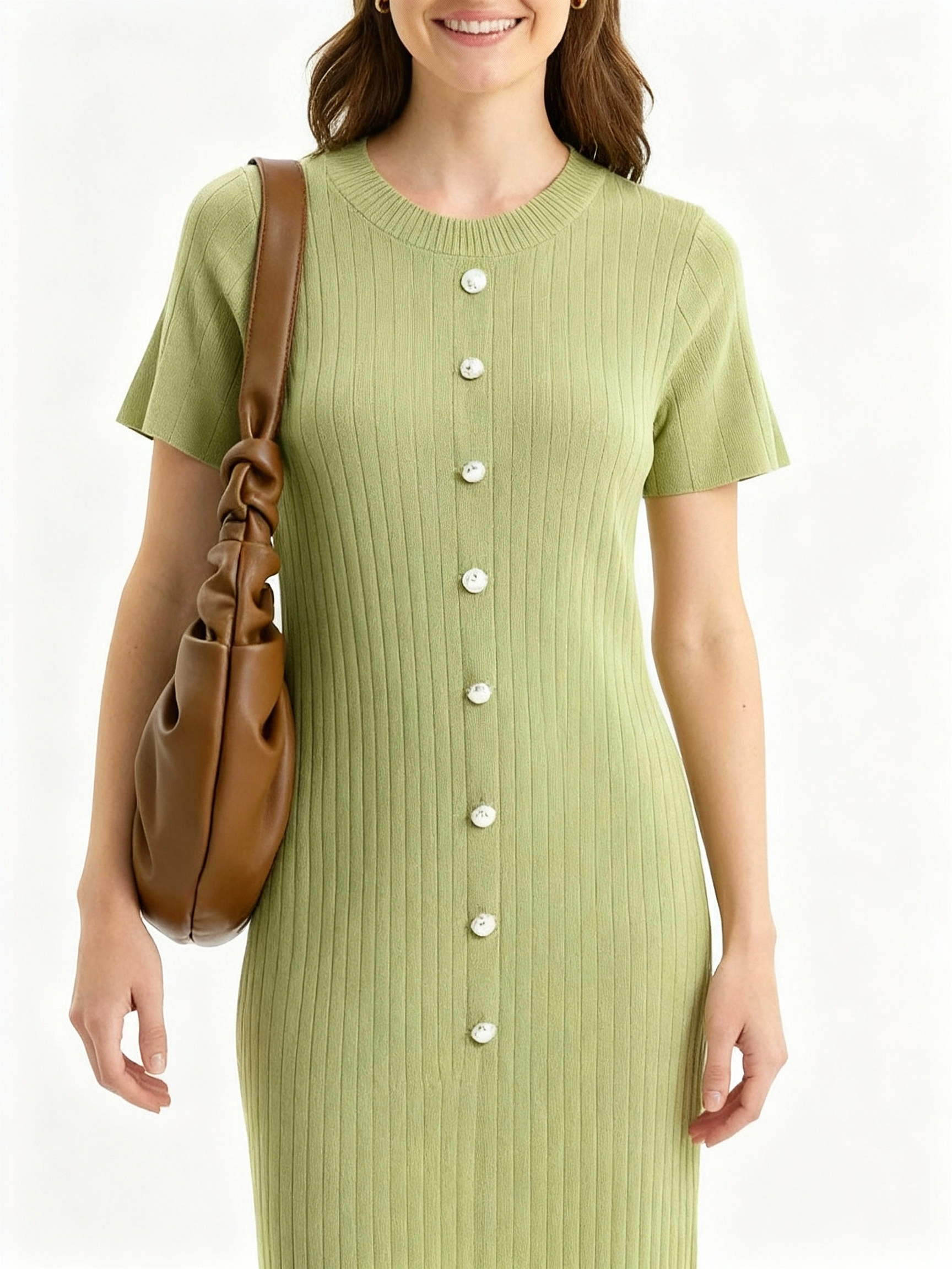 Refined light green sweater dress