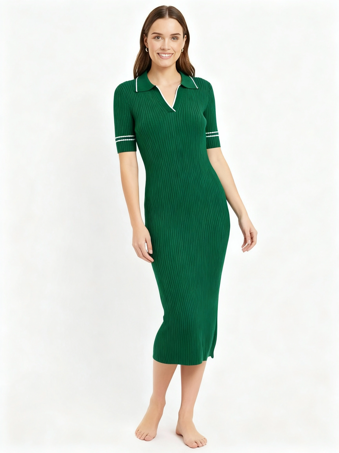 dark green fit midi dress