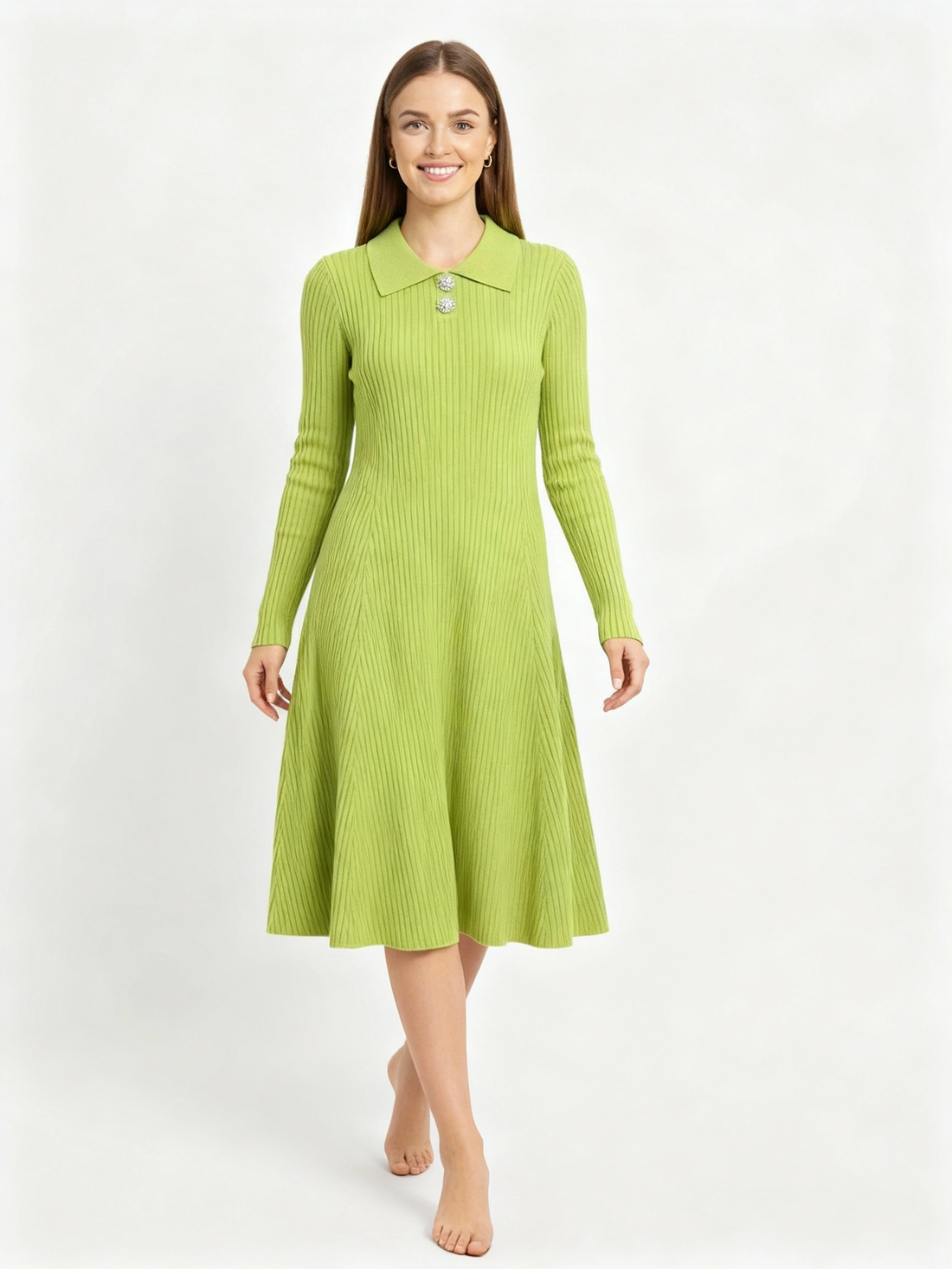 light apple green midi dress