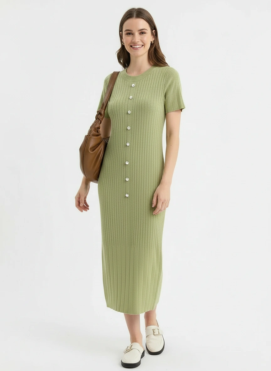 Refined light green sweater dress