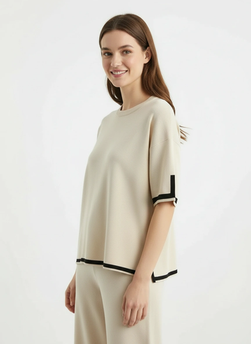 creamy white tshirt and wide leg pant