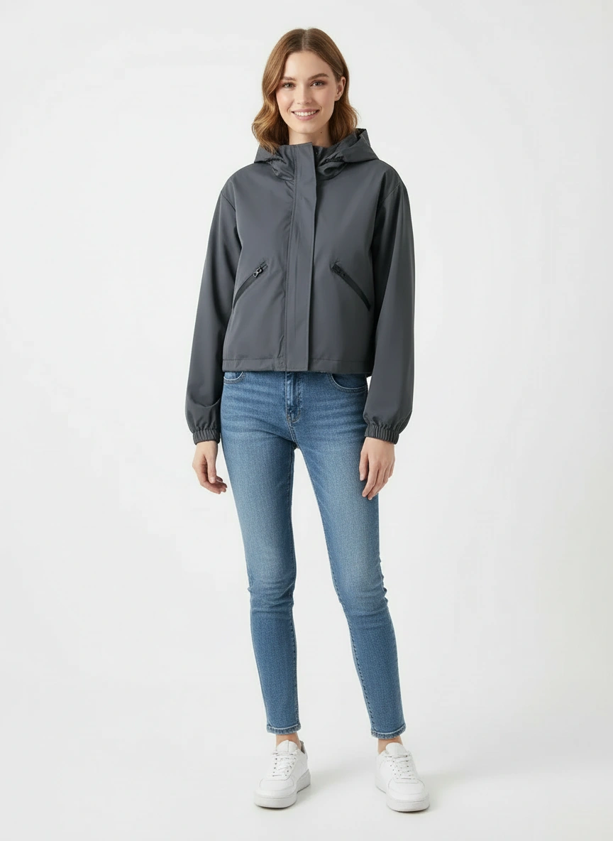 Dark gray waterproof hoodie jacket