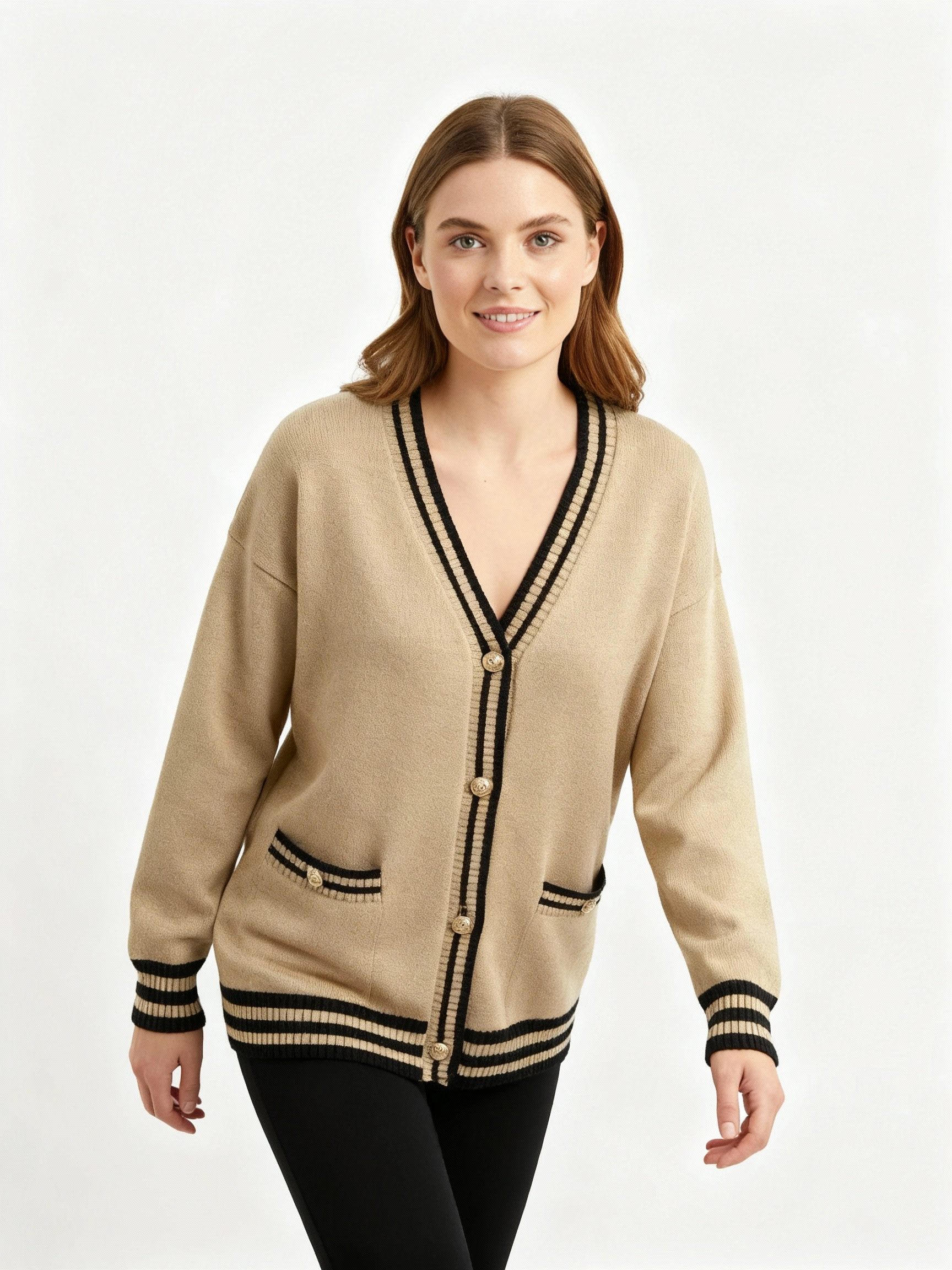 khaki loose fit cardigan