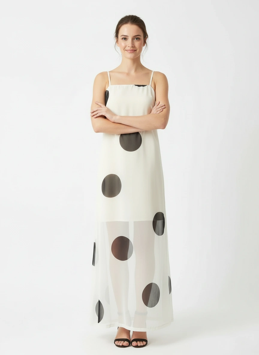Classic dot elegant maxi dress