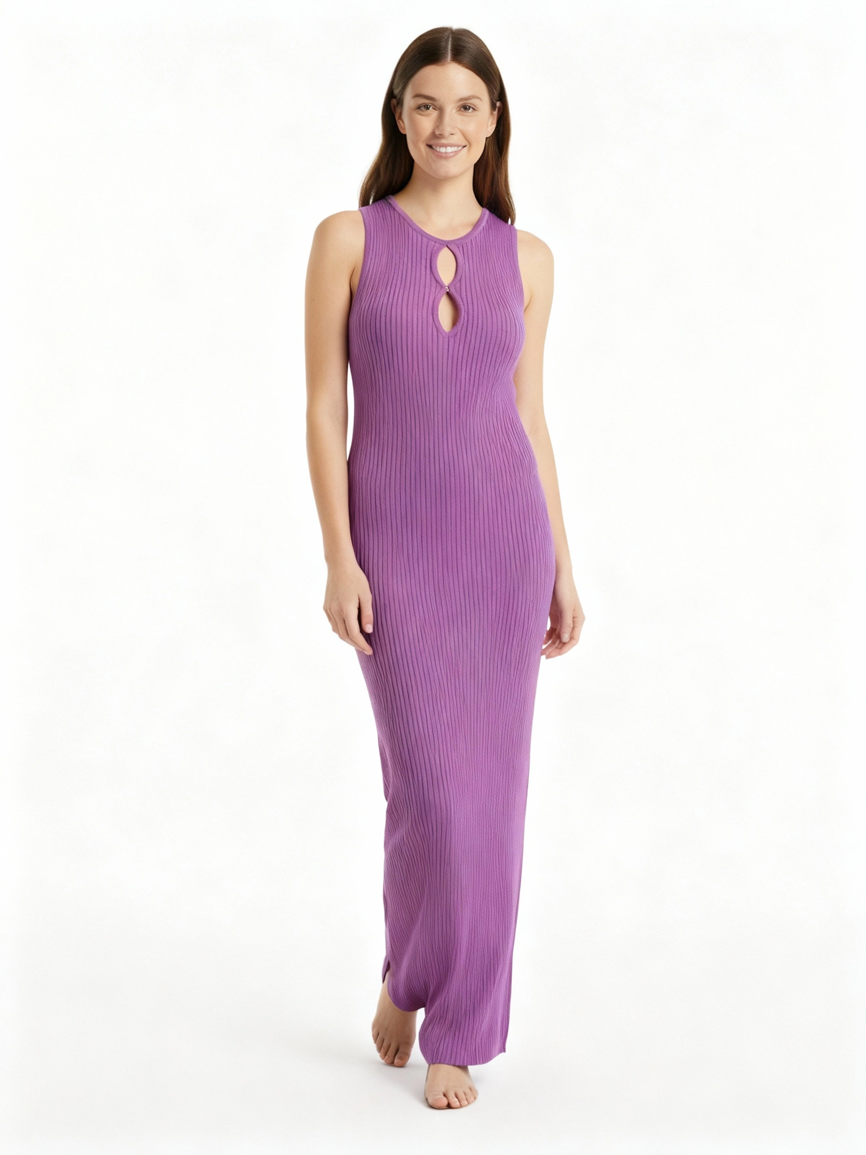 purple sophisticated fit midi dress