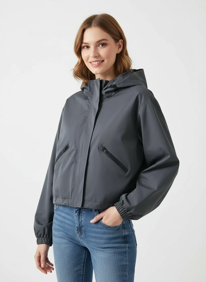 Dark gray waterproof hoodie jacket