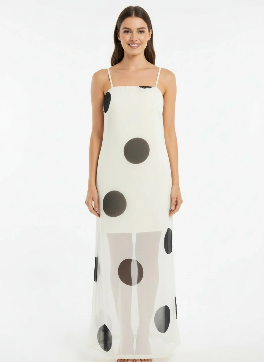 Classic dot elegant maxi dress