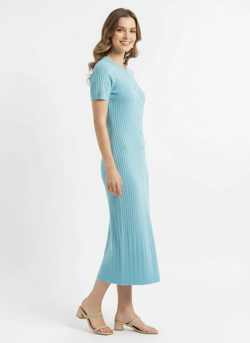 light blue sweater midi dress