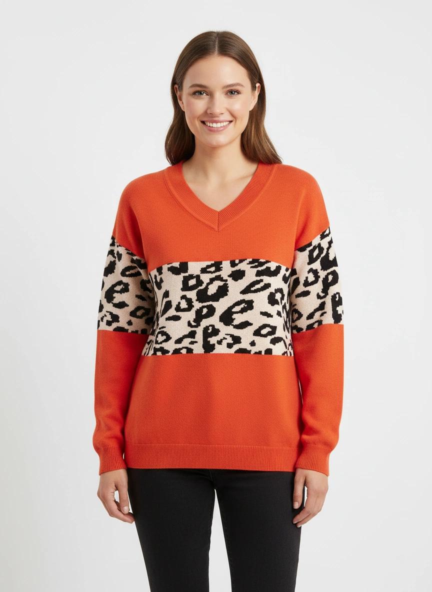 orange v neck sweater