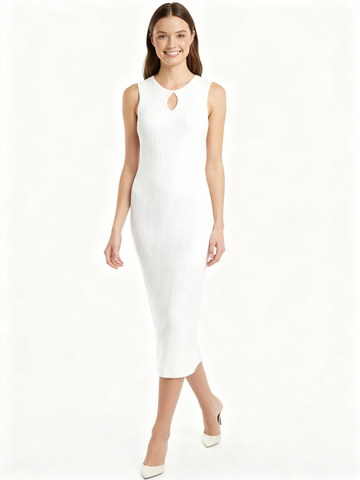 Timeless white fit midi dress