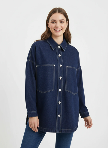 dark blue denim shirt