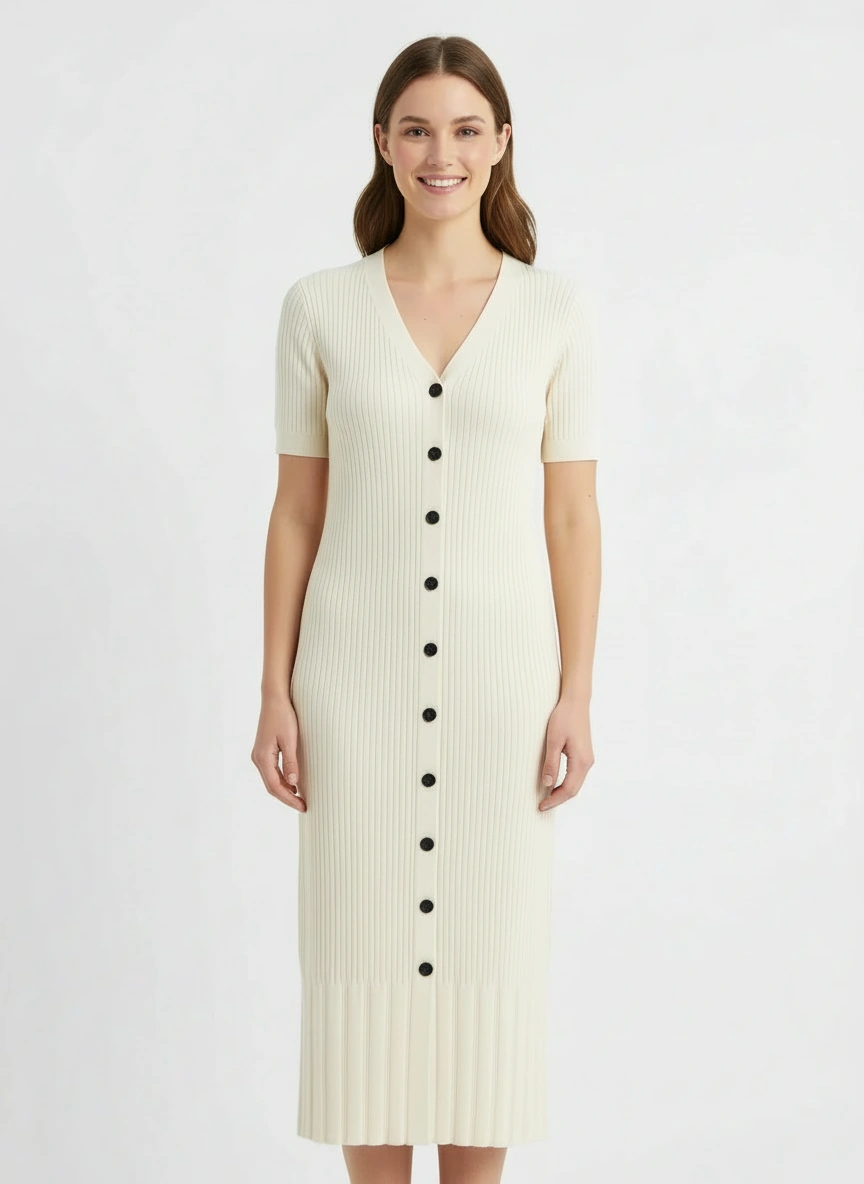 white sophisticated fit midi dress