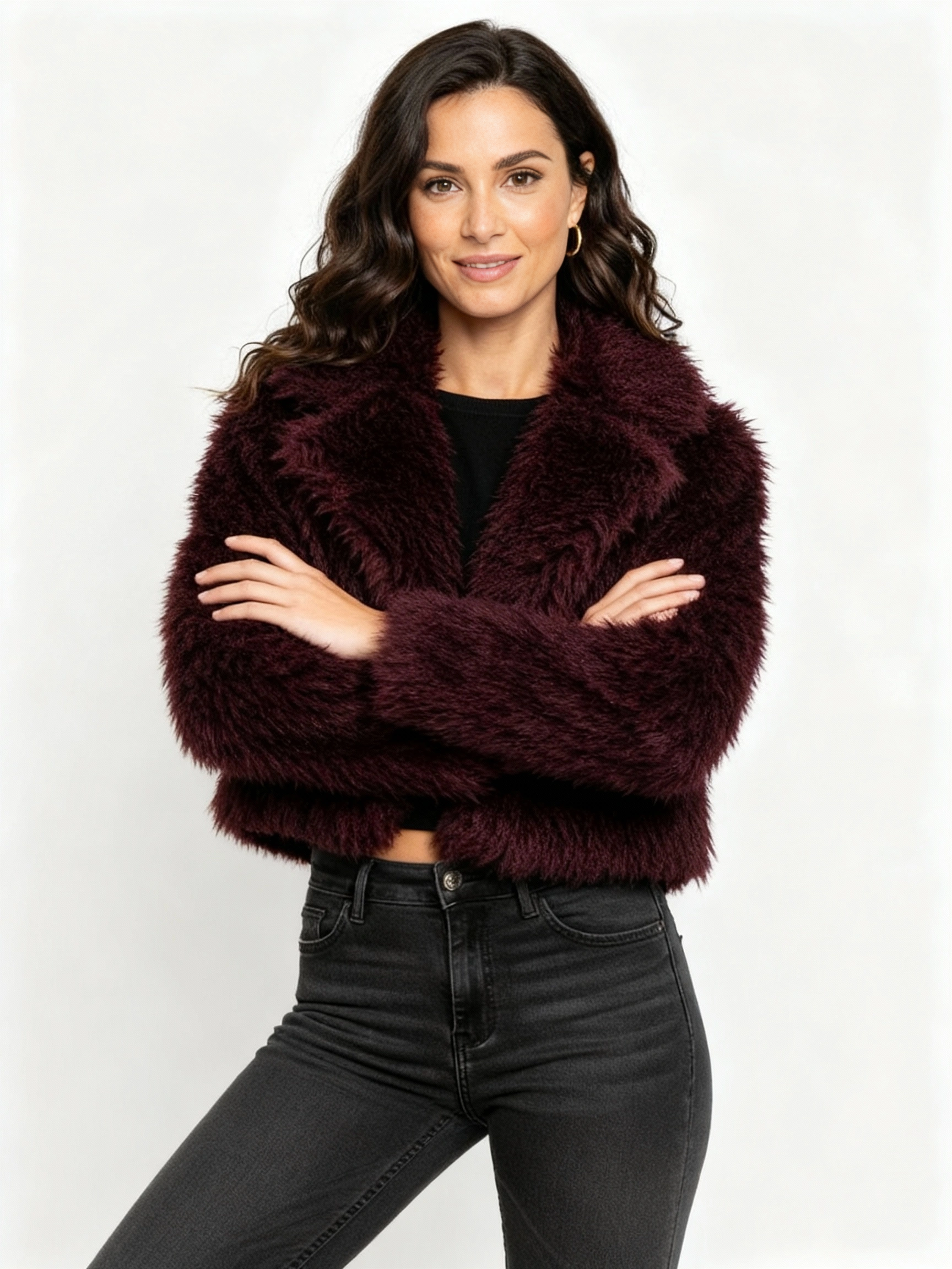 Elegant short fur winter coat