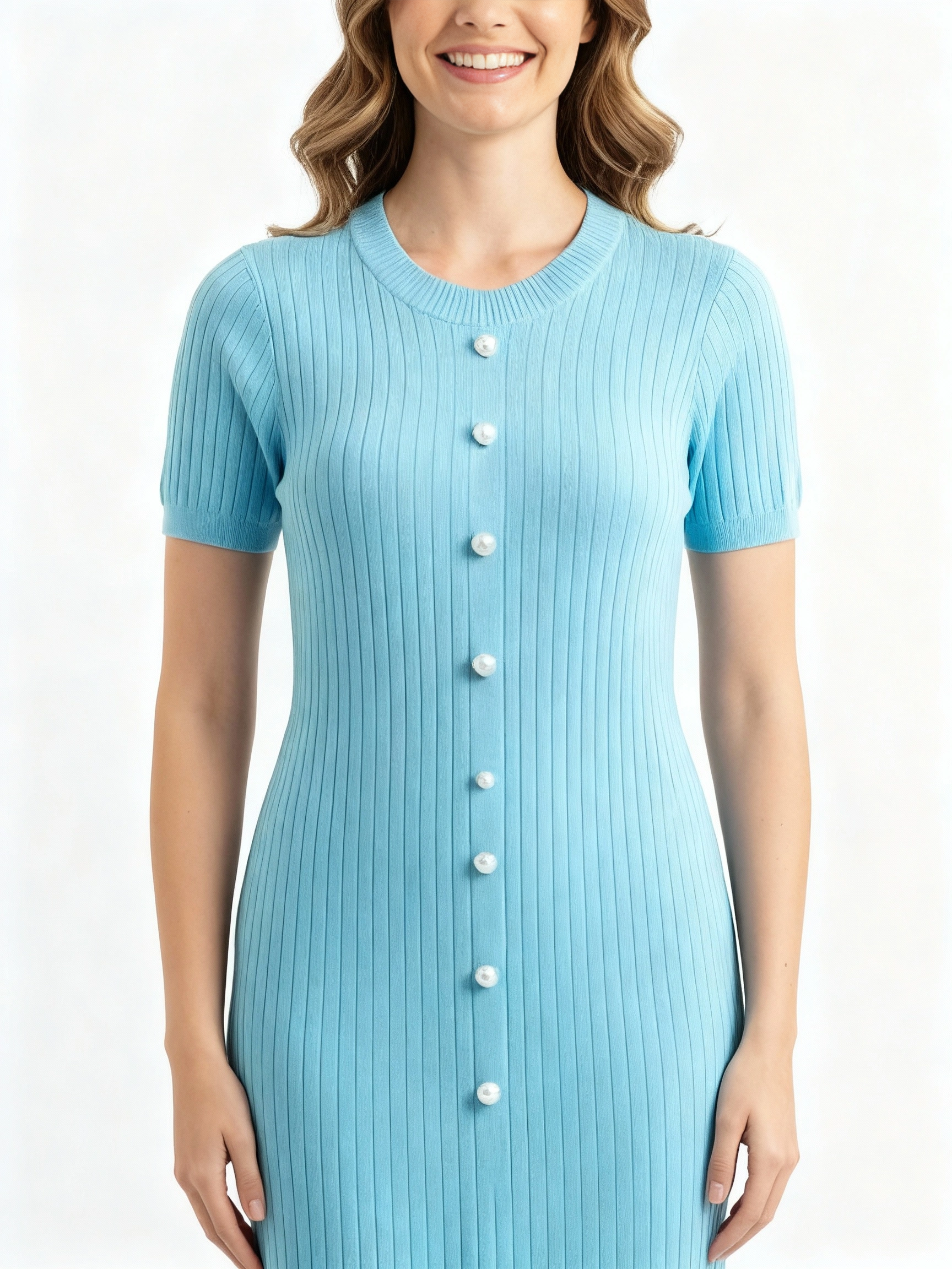 light blue sweater midi dress