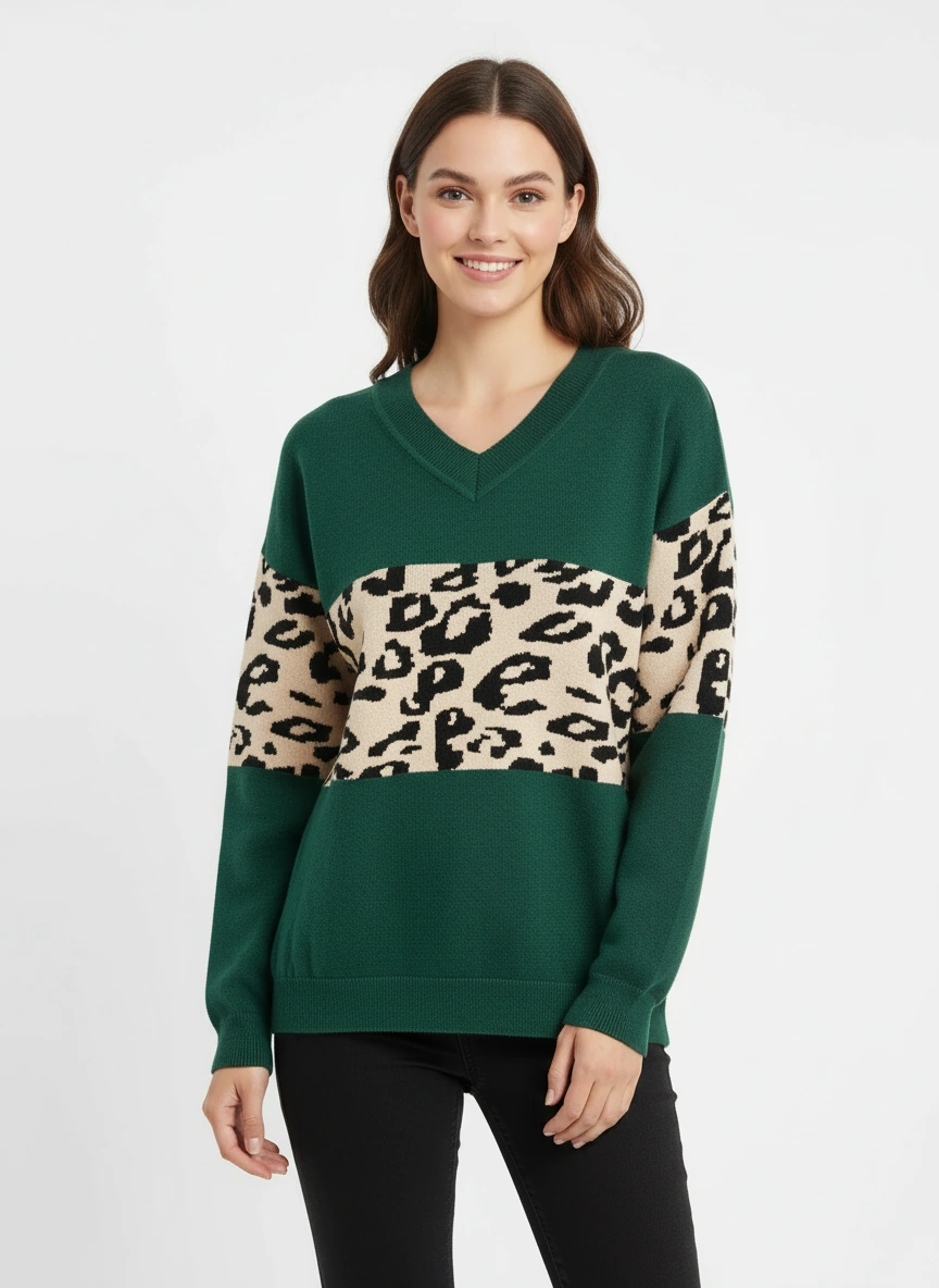 dark green v neck sweater