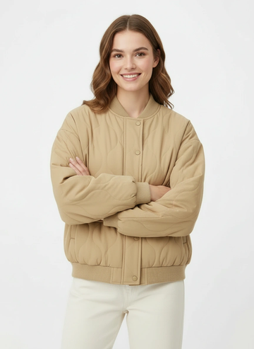 Versatile khaki puffy jacket
