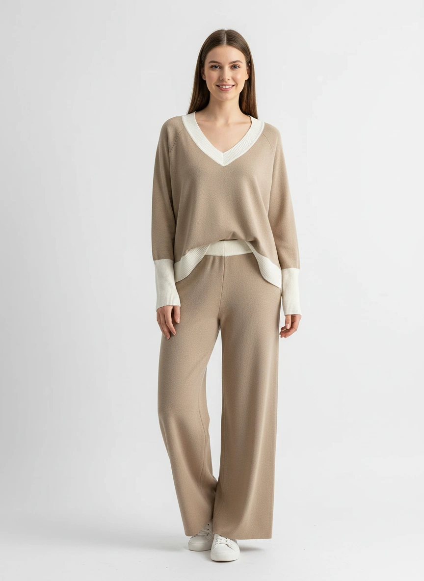 light khaki sweater and pant set