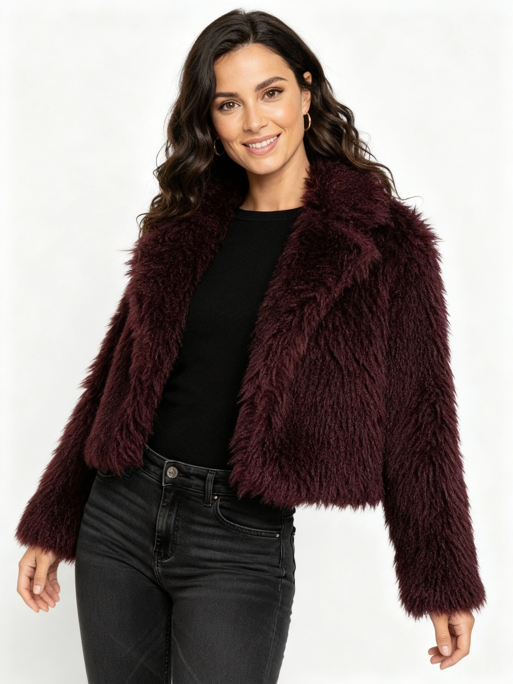 Elegant short fur winter coat