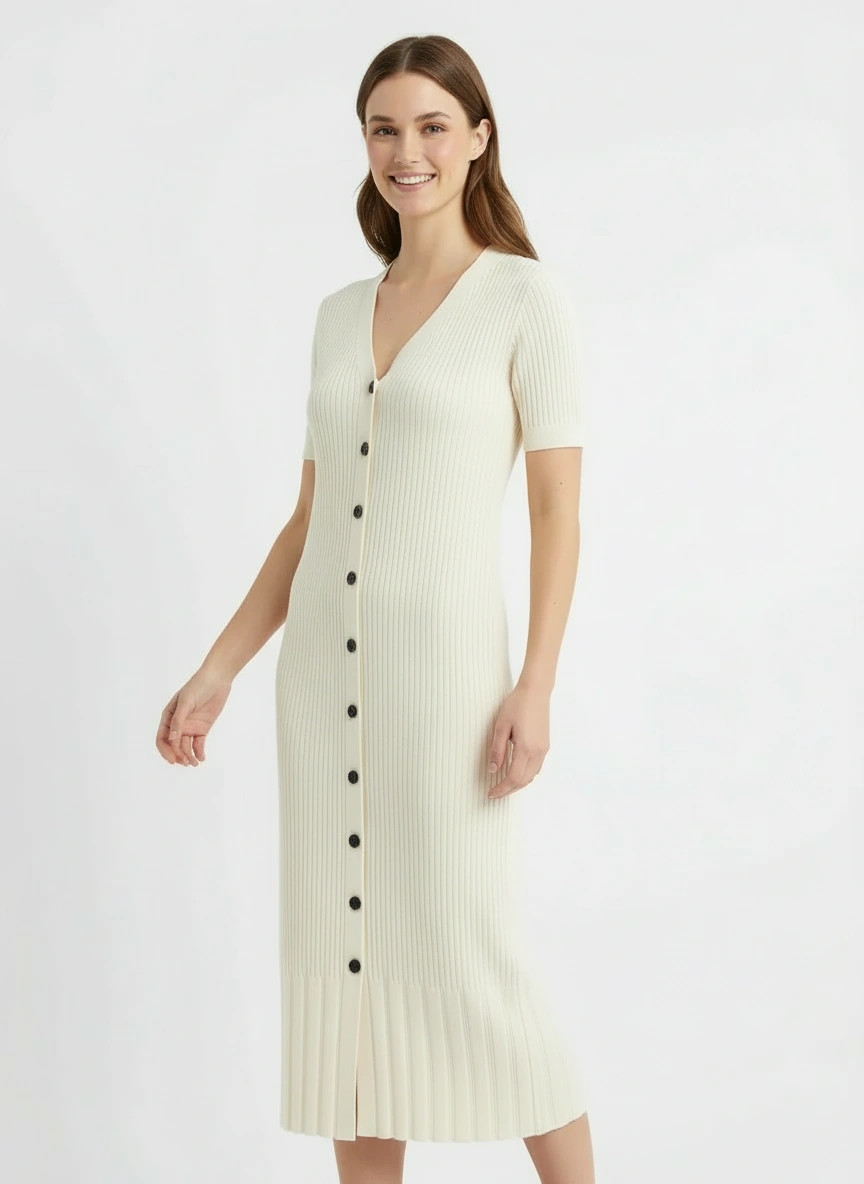 white sophisticated fit midi dress