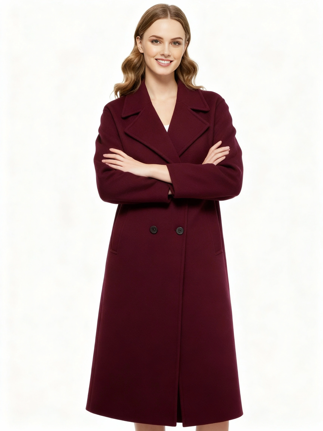 Dark red overcoat