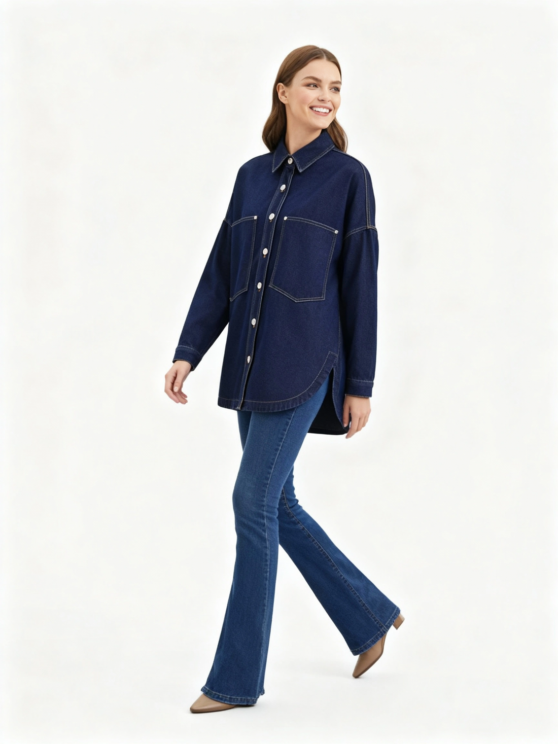 dark blue denim shirt