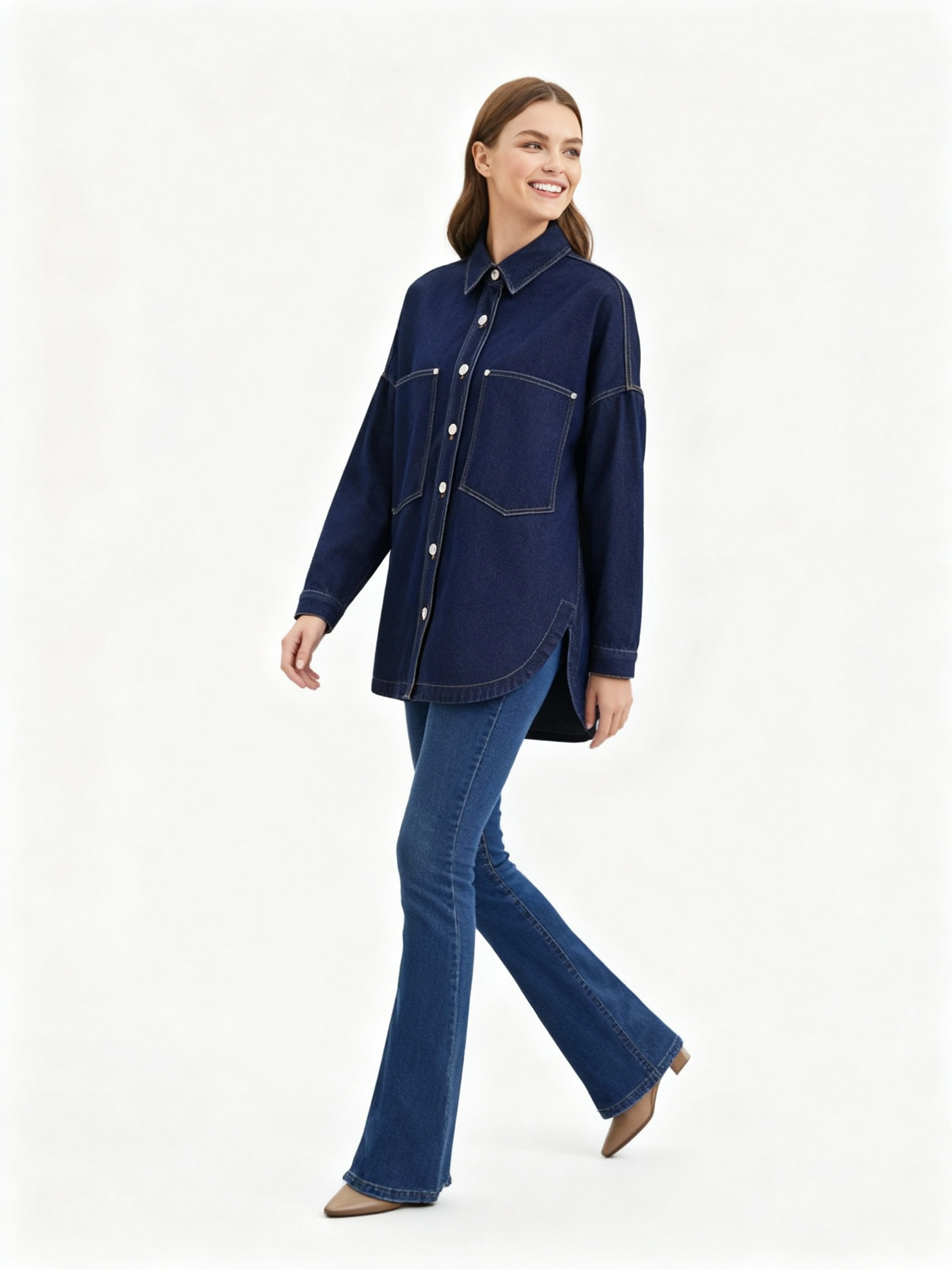 dark blue denim shirt