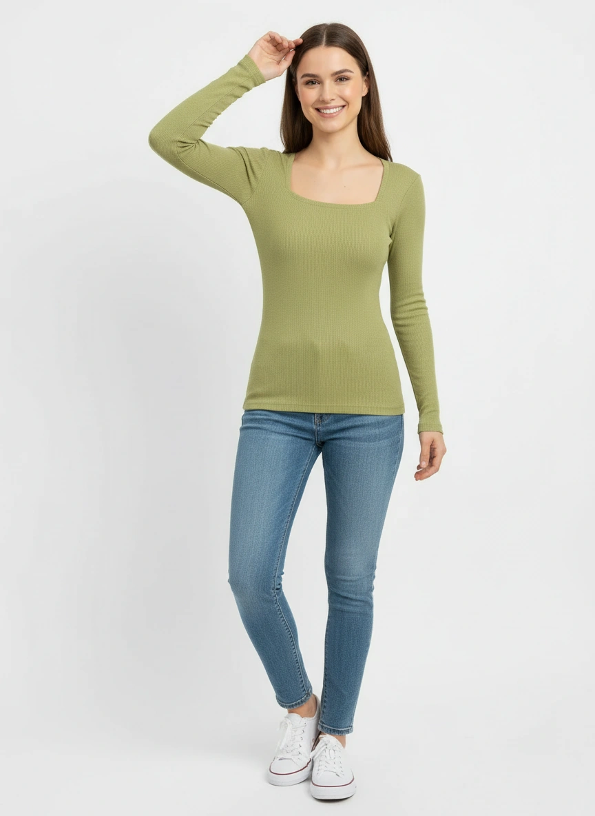 vibrant apple green sweater