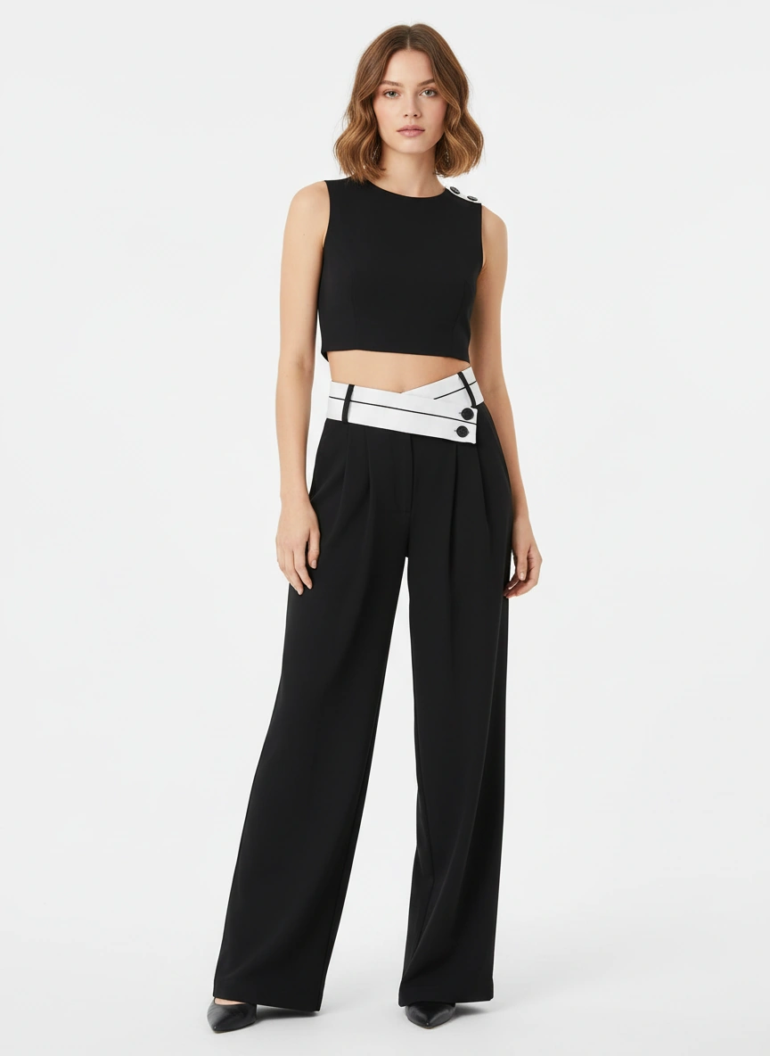 Striking black wide-leg pants