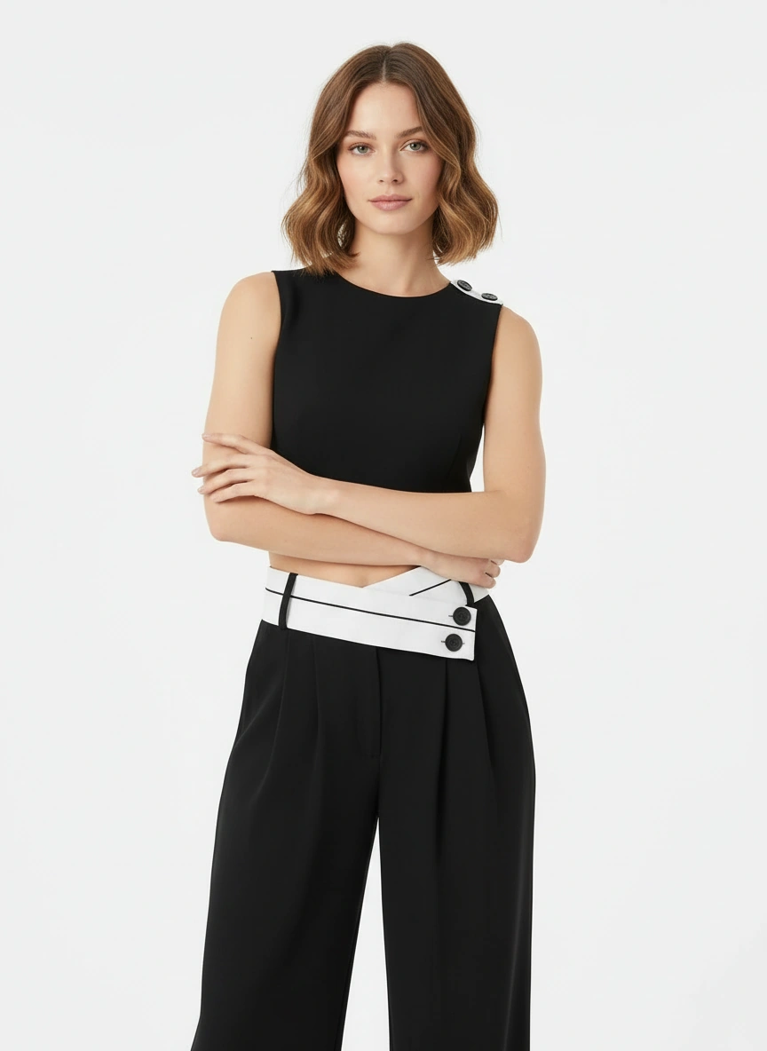 Striking black wide-leg pants