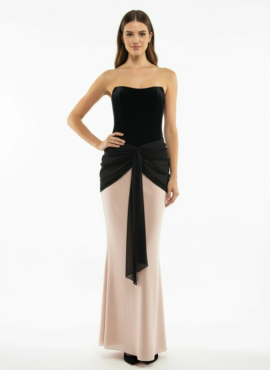 bold black and pink color-block design Cocktail dress