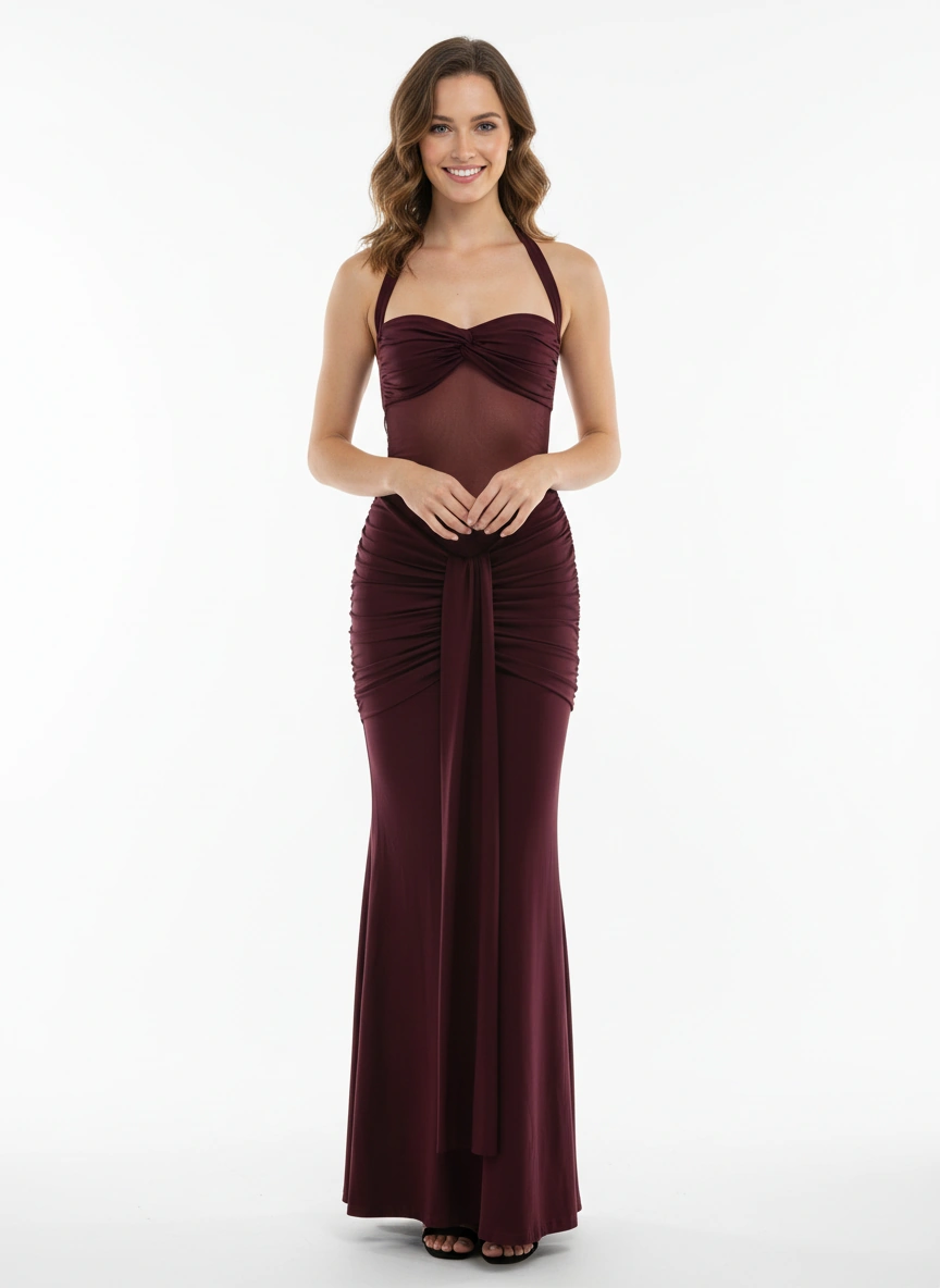 Sophisticated wine red maxi dress