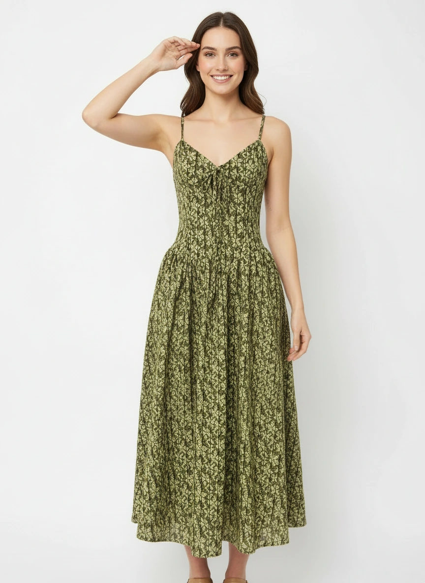 Green tee thoughtfully designed dress