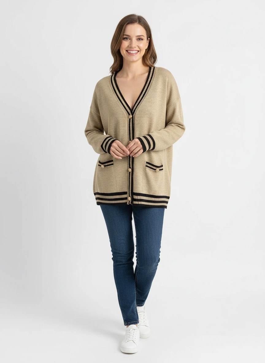 khaki loose fit cardigan