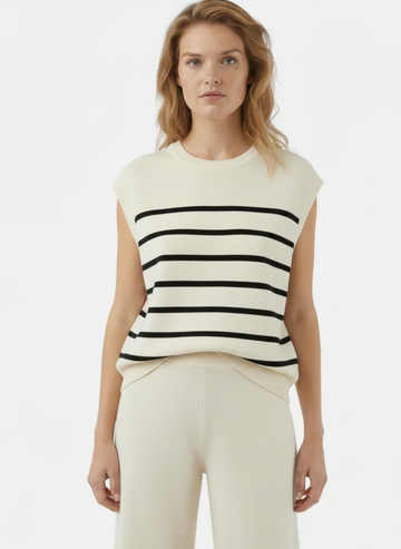 creamy white chic design vest and pant set