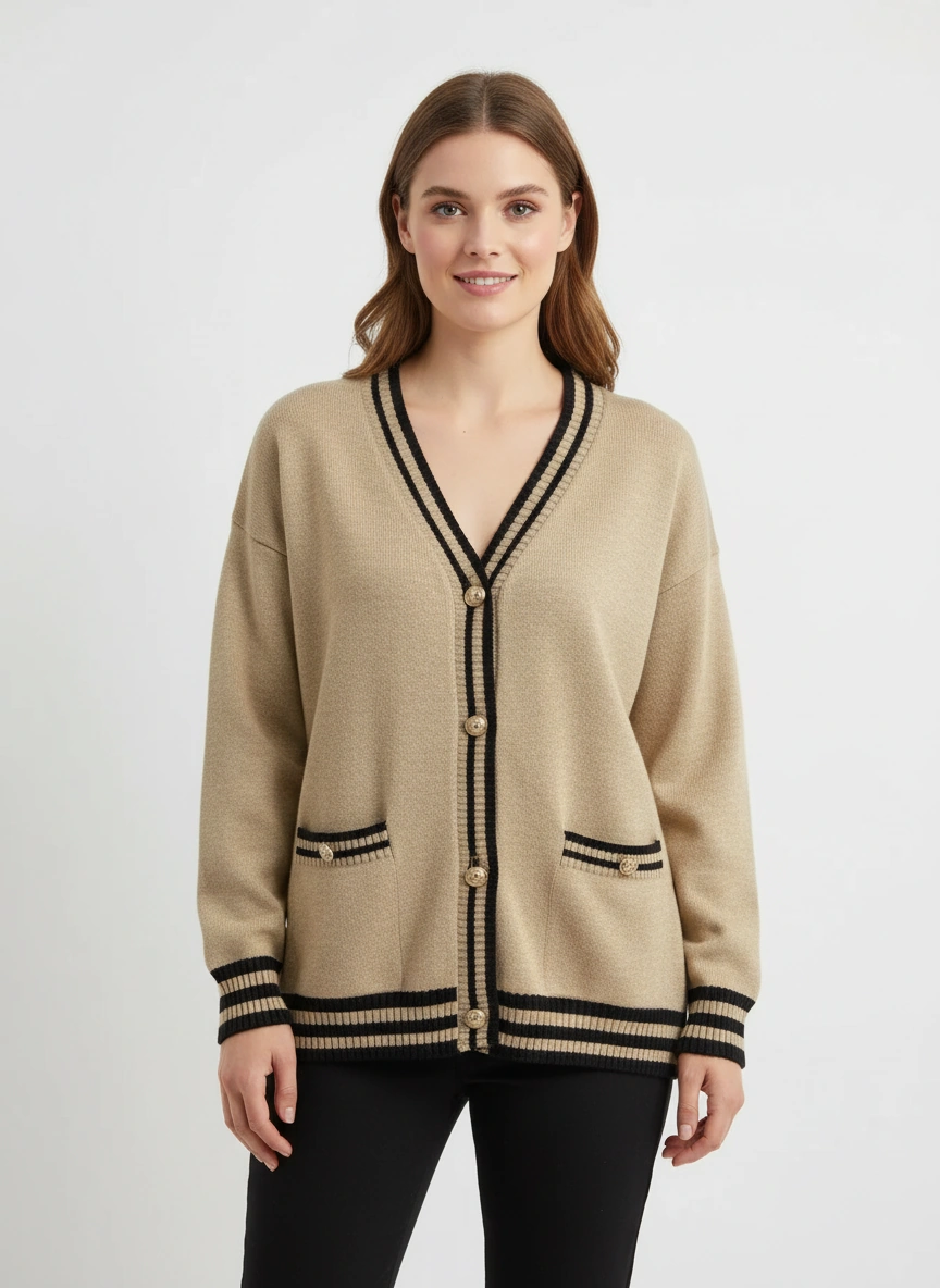 khaki loose fit cardigan