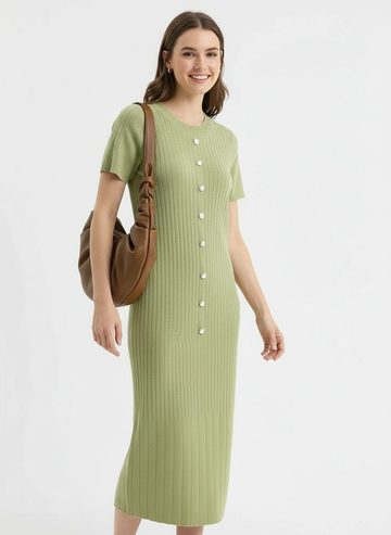 Refined light green sweater dress
