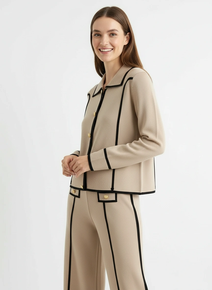minimalist sophisticationlight khaki shirt and straight pant