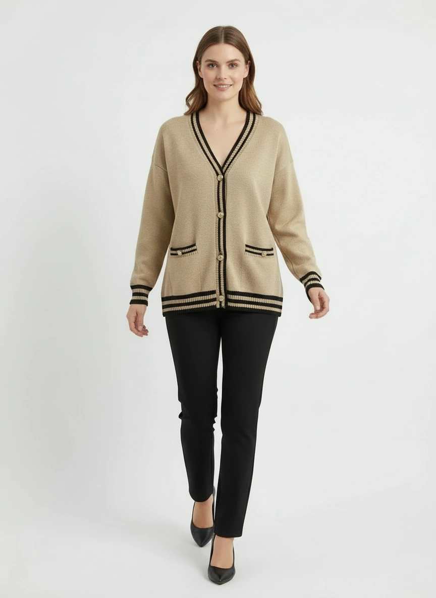 khaki loose fit cardigan