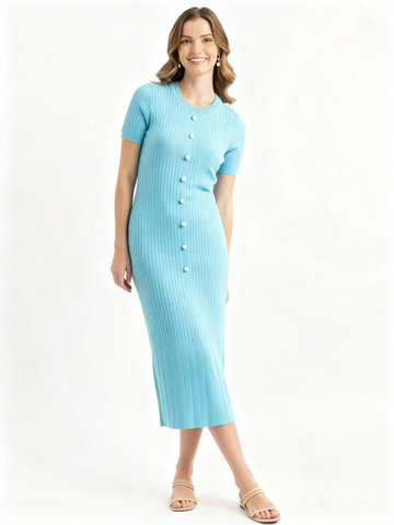 light blue sweater midi dress